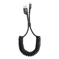  USB kabelis Baseus Fish eye Spring Lightning 2.0A 1m black CALSR-01 